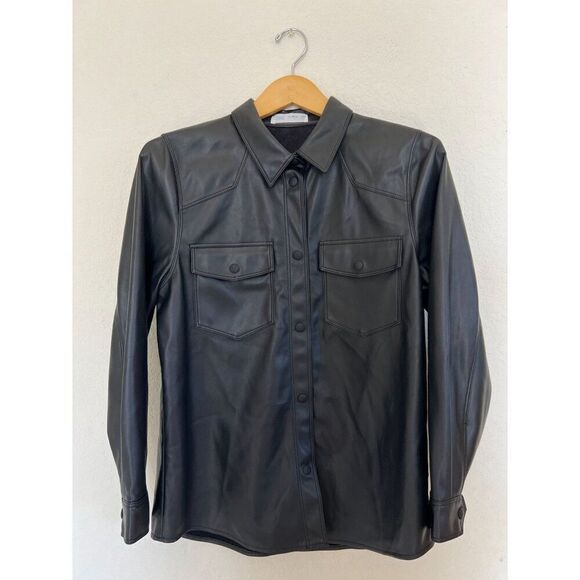 Zara Other - Zara Black Faux Leather Shirt Jacket Youth Size‎ 13-14